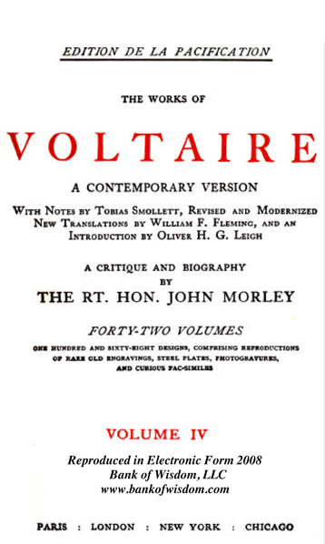 (image for) The Works of Voltaire, Vol. 4 of 42 vols + INDEX volume 43 - Click Image to Close